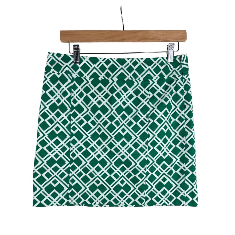 Banana Republic Kelly Green‎ White Geometric Pencil Straight Skirt Size 6P